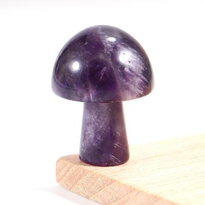 China Cheap Customized Carving Crystal Ornament Gemstone Amethyst Mushroom Europe Mini Small Healing Natural Quartz Stone for sale