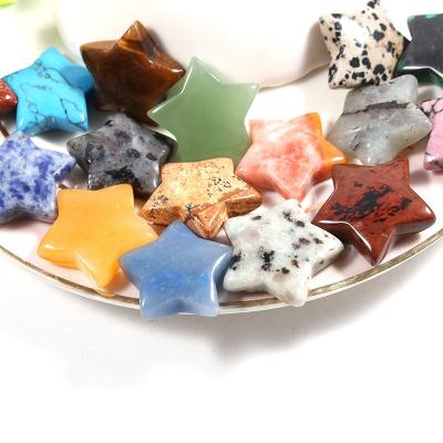 China Cheap Folk Art 25mm Carving Star Opens Natural Stone Rose Quartz Crystal Star Shape Ornaments for sale