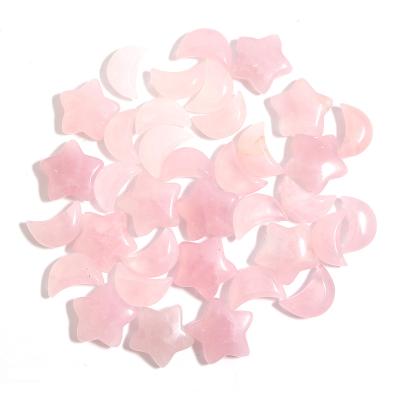 China Europe Rose Quartz Moon Star Crystal Stone Wholesale Natural Small Crystal Healing For Jewelry Making Moon Bend Crafts for sale