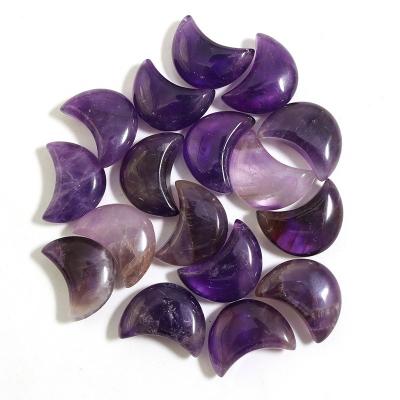 China Europe Wholesale Custom Natural Small Crystal Healing Moon Amethyst Crystal Stone For Jewelry Making Moon Bend Crafts for sale