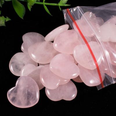 China Europe Customized Crystal Mini Heart Gemstone Rose Quartz Mini Stone Carvings Natural Crystal Heart Healing Stone Crafts for sale