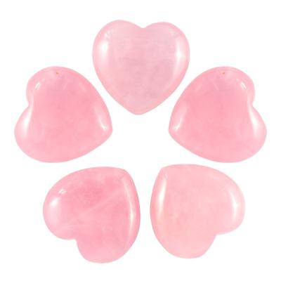 China Europe Customized 30mm Natural Healing Rose Quartz Heart Crystal Heart Gemstone Healing Stones Hearts Crystals for sale