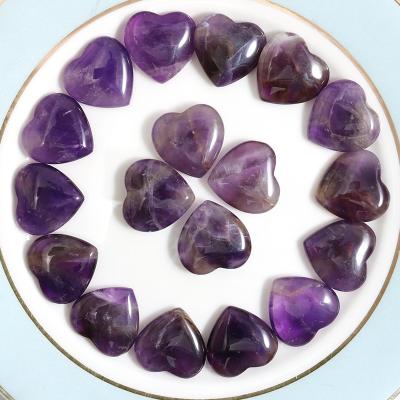 China Home Decor Gift DIY Crystal Heart Chakra Healing Reiki Amethyst Europe 20x6mm Natural Purple Heart Gemstone for sale