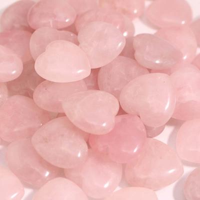 China Europe Customized 25mm Crystals Healing Stones Hearts Natural Rose Quartz Heart Crystal Healing Gemstone for sale