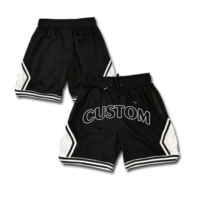 China Antibacterial Antibacterial Breathe Free Mesh Embroidery Basketball Shorts Sublimated Custom Mens Basketball Shorts for sale