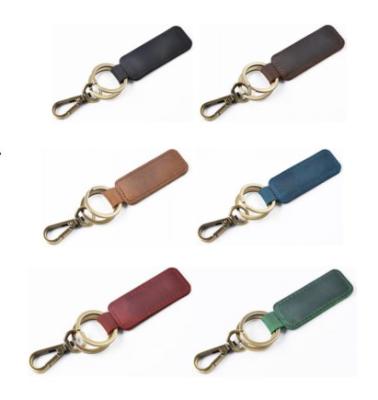 China Vintage Drop Shipping 6 Pieces Genuine Leather Keychain Handmade Gift Leather Valet Keychain With Belt Buckle Clip For Keys for sale