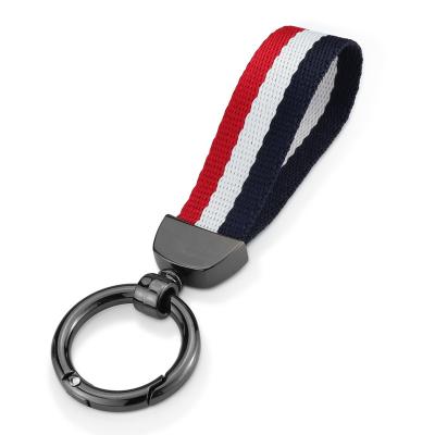 China PromotionGifts Customized Logo Zinc Alloy Multi Color Strap Car Nylon Braided Key Chain for sale