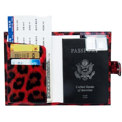 China Leopard Print Passport Cover Card Holder PU Leather Ticket Holder For Women Men Travel Wallet Case for sale