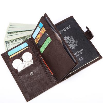 China Top Layer Large Capacity Clutch Wallet Passport Cover Luxury Genuine Leather Multi Functional Holder For Men for sale