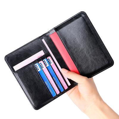 China Rfid Blocking Rfid Blocking Soft Credit Card Leather Sleeve Wallet Protector Holder Cow Passport Passport Cover for sale