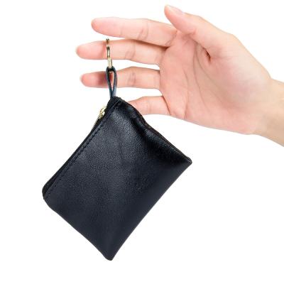 China Fashion Women Small Mini Slim Coins Purse Men's Genuine Leather Soft Zipper Wallet for sale