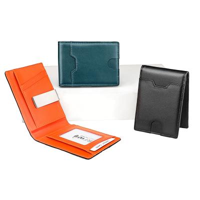 China RFID Men Women RFID Blocking Cow Genuine Leather Front Pocket Slim Wallet Bifold for sale