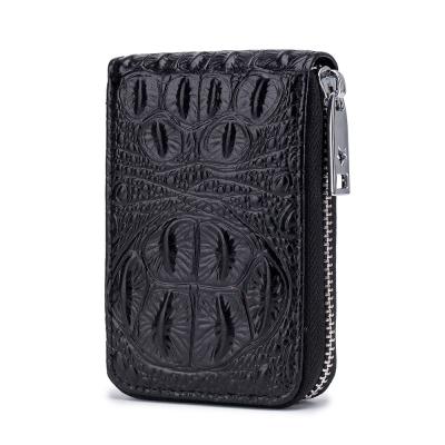 China Fashion Real Genuine Leather Women Zipper Mini Crocodile Leather Small Wallet Credit Card Wallet for sale