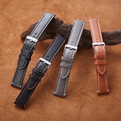 China Leather 4 Colors 18/19/20/21/22mm Quick Release Lychee Pattern Top Grain Genuine Leather Watch Straps For Men for sale