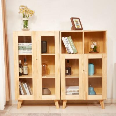 China Nordic modern adjustable shelf household bookcase solid wood simple combination cabinet (size) storage cabinet for sale