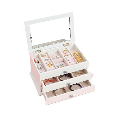 China 2021 Multifunctional Stacking China Trends Jewelry Box Tray Earring Necklace Storage Box for sale