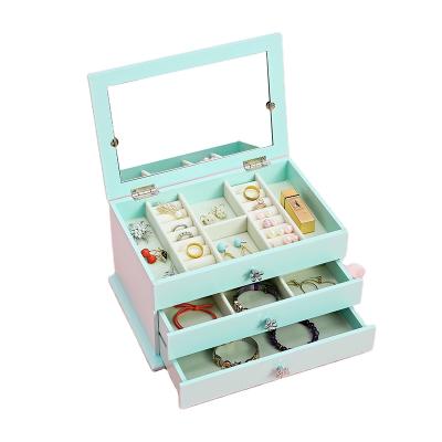 China Viable storage makeup jewelry case box with grid with drawerPortable jewelry box for sale