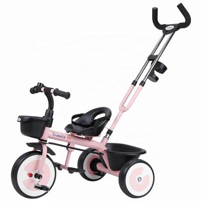 China Factory 2020 Foldable Hot Selling Good Prices Foldable Multifunctional EVA Wheel Kid Tricycle/Kid Tricycle With Pushbar And Paw And Basket for sale