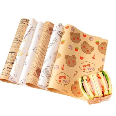 China Custom Waxed Sandwich Food Grade Leakproof Foil Printing Wax Paper Hamburger Greaseproof Trayliner/Paper Liner for sale