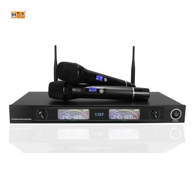 China Headset Microphone RIY-0216  Professional High Quality Wireless Microphone 2 Channel  UHF Mini Wireless Microphone for sale