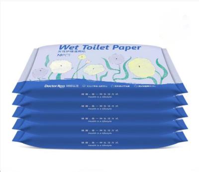 China High quality wet cleaning toilet paper, 10 sheets/bag, non-irritating, portable for on-the-go use for sale