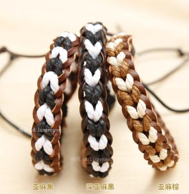 China China Manufacturer New Product Men Leather Stone Vintage Adjustable Bracelet for sale