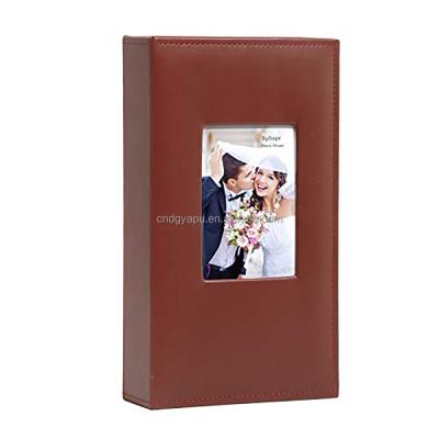 China Fashionable Factory Customized 3 Inch Photo Bag With Window Pocket Photo Album The Small Black Lychee Pattern Interior Double Sided Wedding Page for sale