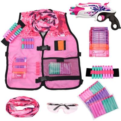 China Toy Gun Girls Tactical Vest Kit with Toy Gun Vest Reload Darts Reload Staples Bandana Tactical Wrist Band and Goggles for sale