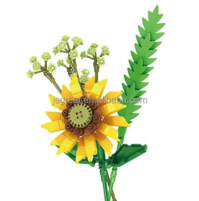 China Sunflower 167pcs/set Building Block Eco-friendly Material Flower Bouquet Set For Creative Toys Home Decoration for sale