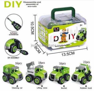 China Develop Ability DIY Hands-On Assembly Toy Disassemble Truck Crane Bucket Car For Boys And Girls for sale