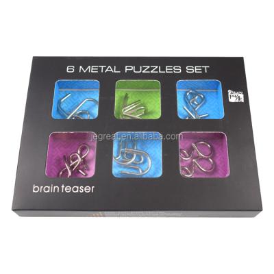 China Developmental Intellectual Metal Brain Teaser 6 Set For Kids And Adults Mind Game Disentanglement Handheld Puzzle Toys for sale