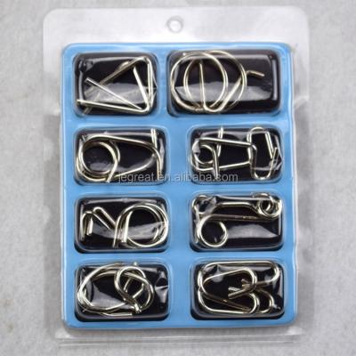 China 8pcs/set Intellectual Development IQ Test Game Metal Wire Puzzle Chinese Classical Riddle For Adult for sale