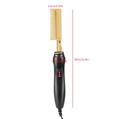 China Safety Hot Hair Straightening Heat Pressing Heating Comb Ceramic Safety Portable Curling Flat Iron Sweep Electric Straightening Comb for sale