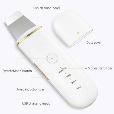 China Ultrasonic Skin Scrubber Personal Care Acne Treatment Beauty Skin Scrubber Sonic Facial Spatula Peeling Machine Wholesale Face Blackhead Remover for sale