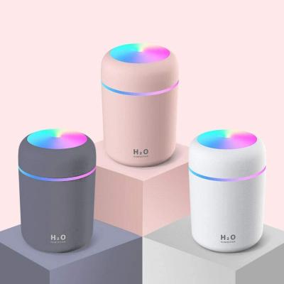 China Humidifier+Light Portable Cool Mist Humidifier 300ml Mini Portable Humidifier with Night Multicolor LED Light Personal Desktop Humidifier for Home Office for sale