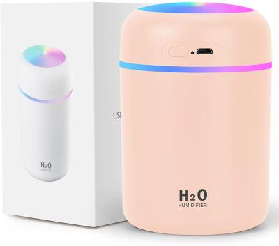 China Humidifier+Light Mini Humidifier 300ml Small Cool Mist Portable USB Handheld Cool Person Humidal H2O Desktop Humidifier for Baby Bedroom Office Home for sale