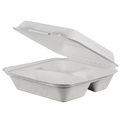 China Disposable 3 Compartment Takeout Food Compartment Container Biodegradable for sale