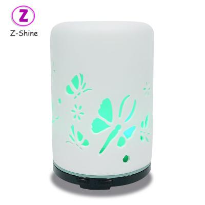 China Ultrasonic RV Aromatherapy Diffuser Humidifier White Hollowing Ceramic Oil Diffuser For Kids for sale