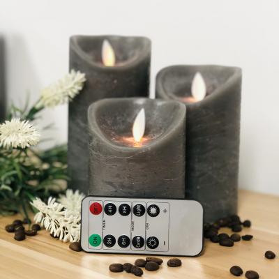 China Gray Candle Sets Cheap Wholesale 2021 Flameless 7.5*7.5*15Cm Led Wax Candle Lights Flameless Led Candlestick for sale