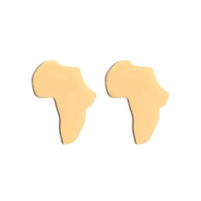 China 2021 TRENDY Fashion Piercing Jewelry Gold Plated Africa Map Stainless Steel Earrings for sale