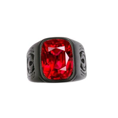 China Gemston Classic Red Zircon Jewelry New Arrivals Men's Stainless Steel Ring For Men for sale