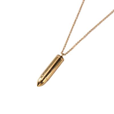 China Fashion Mens Chains Necklace Jewelry Necklace Stainless Steel Gold Plated Bullet Pendant for sale