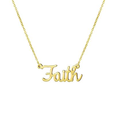 China TRENDY Simple Stainless Steel Necklace Women Jewelry Gold Plated Faith Pendant Necklace for sale