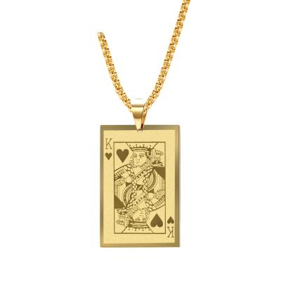 China Hiphop Hip Hop Jewelry 18k Gold Plated Red Ace of Spades Fishing K Poker Stainless Steel Pendant For Necklace for sale