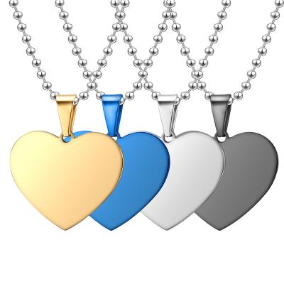 China FASHIONABLE Custom Heart Pendant Engraved Name Number Logo Stainless Steel Pendant Without Chain for sale