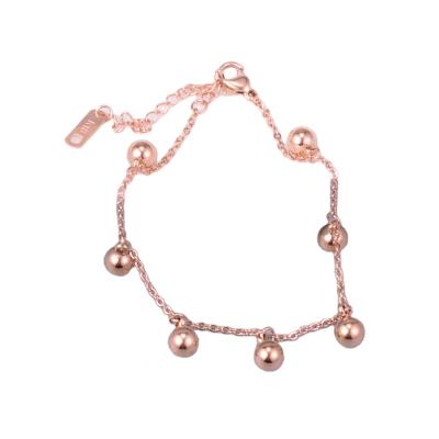 China FASHIONABLE Korean 18k Rose Gold Plated Beaded Bracelet Anklets Stainless Steel Foot Jewelry for sale