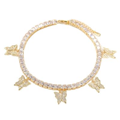 China Newest FASHIONABLE Zircon Jewelry Butterfly Beach Gold Plated Anklet for sale