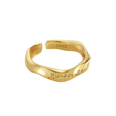 China Trendy/Simple Rings S925 Sterling Silver Jewelry Gold Plated Twisted Ring For Women Twisted Adjustable for sale