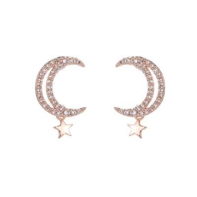 China TRENDY Copper Zircon Women Ring Simple Piercing Jewelry For Ear Studs Dangle Rhinestone Earrings for sale