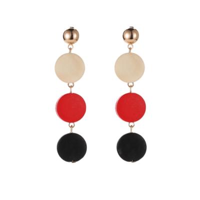 China FASHIONABLE Design Korean Wooden Tassel Jewelry Long Hole Punching Fashion Earrings Female for sale